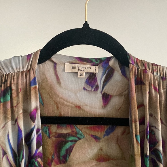 ETRO Y2K vintage rose abstract floral wrap dress, size 40 - Picture 5 of 16